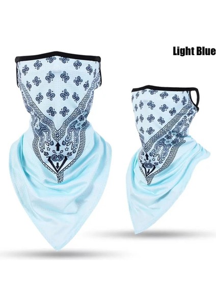 Stil 2 Açık Mavi Stil 1 Adet Nefes Buz Ipek Anti-Uv Boyun Kapak Bisiklet Ter Emme Yüz Ağız Kapak Motosiklet Bandana Yaz Açık Eşarp (Yurt Dışından)