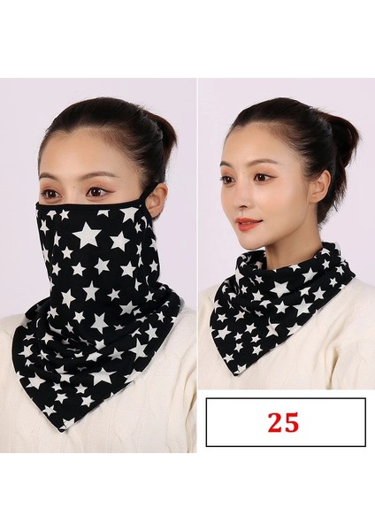 No.25 Tarzı Pamuklu Kadın Maskesi Eşarp Yüz Mascarillas Sarar Çiçek Baskı Bayan Sıcak Boyun Atkıları Fular Bandana Yeniden Kullanılabilir Açık Sürme Maskeleri (Yurt Dışından)