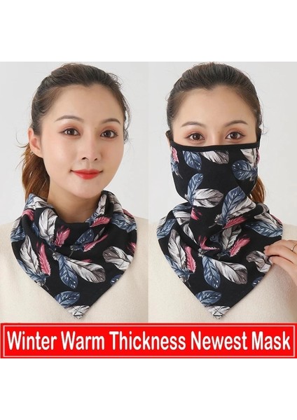 No.25 Tarzı Pamuklu Kadın Maskesi Eşarp Yüz Mascarillas Sarar Çiçek Baskı Bayan Sıcak Boyun Atkıları Fular Bandana Yeniden Kullanılabilir Açık Sürme Maskeleri (Yurt Dışından)