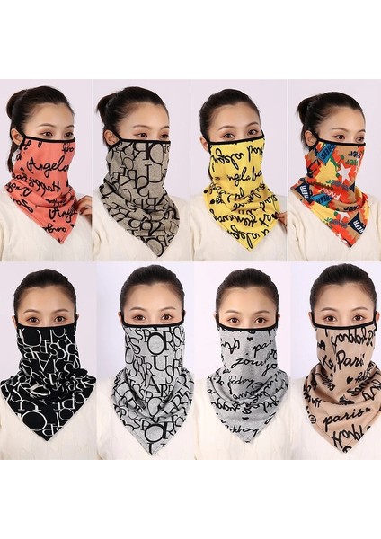 No.25 Tarzı Pamuklu Kadın Maskesi Eşarp Yüz Mascarillas Sarar Çiçek Baskı Bayan Sıcak Boyun Atkıları Fular Bandana Yeniden Kullanılabilir Açık Sürme Maskeleri (Yurt Dışından)