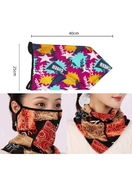 No.25 Tarzı Pamuklu Kadın Maskesi Eşarp Yüz Mascarillas Sarar Çiçek Baskı Bayan Sıcak Boyun Atkıları Fular Bandana Yeniden Kullanılabilir Açık Sürme Maskeleri (Yurt Dışından)
