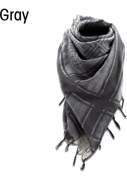 Gri Stil Tek Boyut Moda Erkek Eşarp Hafif Kare Açık Şal Askeri Arap Taktik Çöl Ordusu Shemagh Keffıyeh Arafat Eşarp Moda (Yurt Dışından)