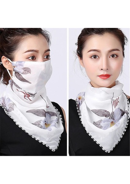 H Tarzı Kadın Çiçek Baskı Dikişsiz Açık Bisiklet Motosiklet Yüz Rüzgar Geçirmez Maske Bandana Yüz Kalkanı Sıcak Bisiklet Sihirli Eşarp (Yurt Dışından)