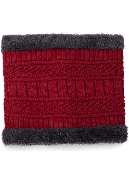 Eşarp-Kırmızı Tarzı Kışlık Şapkalar Erkek Şapka Örme Sıcak Balaclava Outdoor Bere Eşarp Seti (Yurt Dışından)