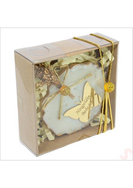 Kutulu ve Kelebek Pleksili 6,5cm Epoksi Magnet, Altın-1 Adet fırsatları