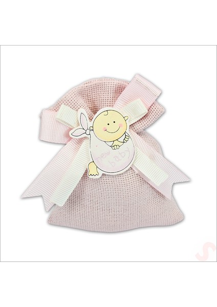 Lavantalı Keten Kese 11CM x 10CM - Pembe, 1 Adet