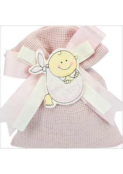 Lavantalı Keten Kese 11CM x 10CM - Pembe, 1 Adet