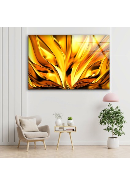 3D Altın Soyut Resim Temperli Cam Duvar Tablosu indirimleri