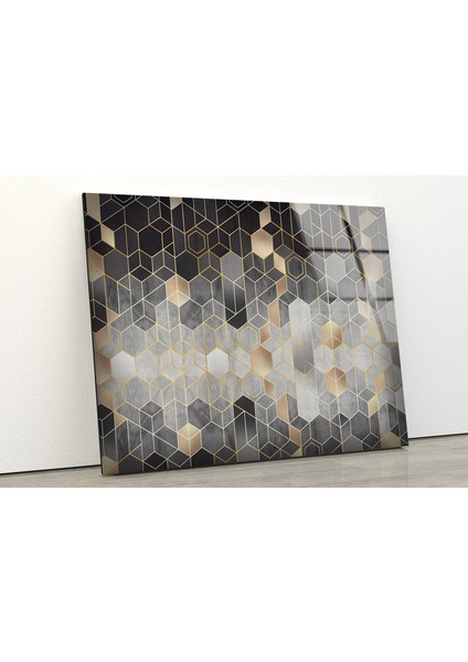 Mozaik Hexagon Temperli Cam Duvar Tablosu fiyatları