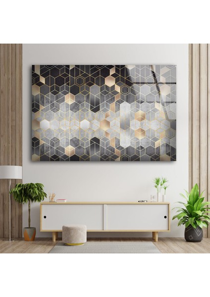 Mozaik Hexagon Temperli Cam Duvar Tablosu fırsatları