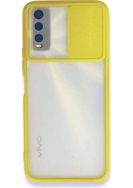 Vivo Y20 Kılıf Palm Buzlu Kamera Sürgülü Silikon - Sarı 300099