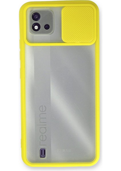 Realme C11 2021 Kılıf Palm Buzlu Kamera Sürgülü Silikon - Sarı 300099