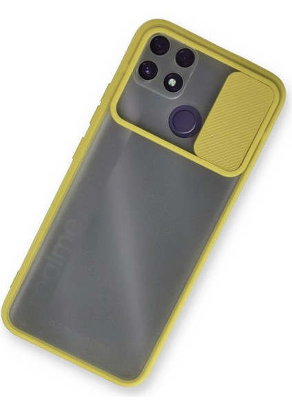 Realme C25 Kılıf Palm Buzlu Kamera Sürgülü Silikon - Sarı 300099 modelleri