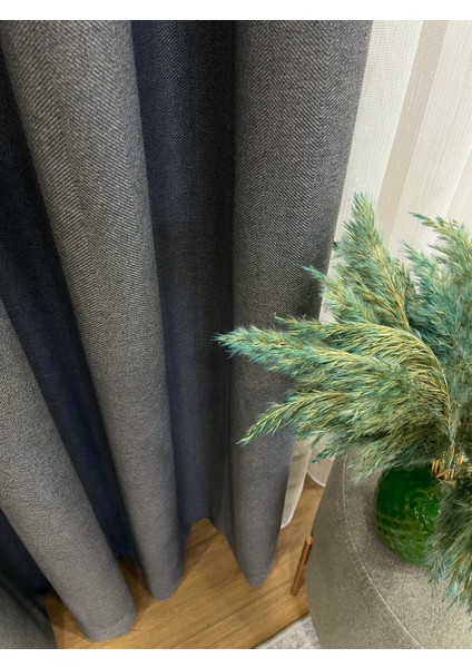 Aspina Model Keten Görünümlü 1/3 Sık Pile Fon Perde