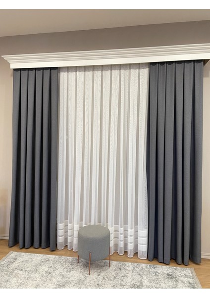 Aspina Model Keten Görünümlü 1/3 Sık Pile Fon Perde modelleri