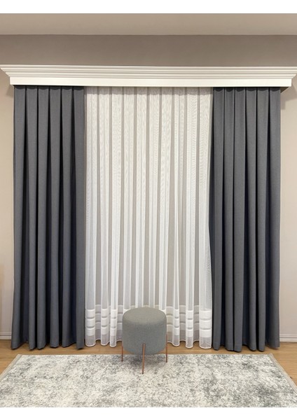 Aspina Model Keten Görünümlü 1/3 Sık Pile Fon Perde fırsatları