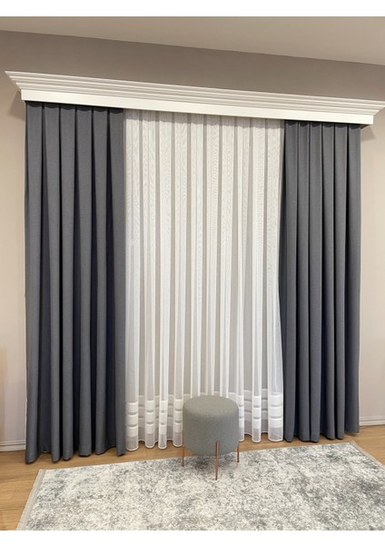 Aspina Model Keten Görünümlü 1/3 Sık Pile Fon Perde indirimleri