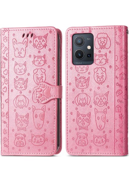 Vivo Y55 5g Kısa Kayış Karikatür Hayvanlar Çevirin Telefon Kılıfı (Yurt Dışından)