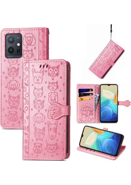 Vivo Y55 5g Kısa Kayış Karikatür Hayvanlar Çevirin Telefon Kılıfı (Yurt Dışından) modelleri