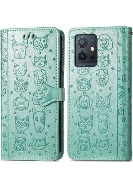 Vivo Y55 5g Kısa Kayış Karikatür Hayvanlar Çevirin Telefon Kılıfı (Yurt Dışından)