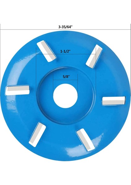 Chihiro586 - 9278 90 mm Altı Dişli Freze Bıçağı, 16 mm (5/8 Inç) Açıklıklı Açılı Taşlama Tezgahına Uygundur (Mavi Ark Dişi) (Yurt Dışından)