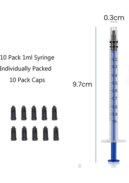 20 Adet 1cc Şırınga + Kapaklar 1 ml Plastik Şırınga Bireysel Olarak Mühürlü Iğne Olmadan Sıvı Köpek Şırınga Tutkal Aplikatör (Yurt Dışından)