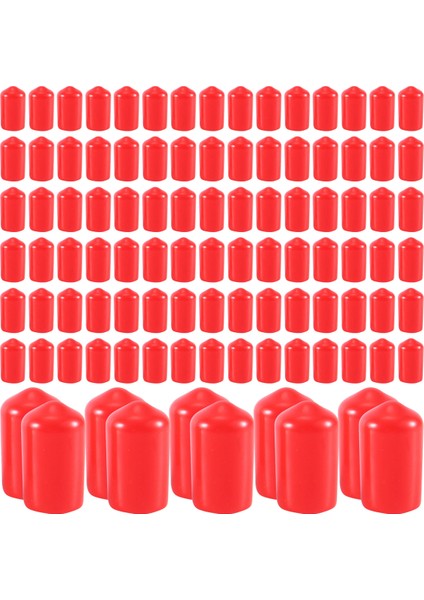 100 Adet Kauçuk Uç Kapakları 9.5mm Id Pvc Yuvarlak Boru Cıvata Kapatma Başlığı Vida Konu Koruyucuları Kırmızı (Yurt Dışından)