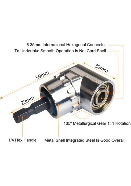 Darbe Sınıfı Elektrikli El Aletleri Sürücü Soketleri Adaptör Uzatma Seti, 3 Adet Hex Shank Matkap Somun Sürücü Ucu Seti + 105 Derece Sağ Açı Sürücü Uzatma Tornavida Matkap Aparatı (Yurt Dışından) indirimleri