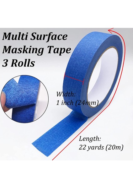 Rulo Mavi Ressam Bandı, Çok Yüzeyli Orta Yapışkan Boya Bandı, Güvenli Duvar Boyama, Kenar Kaplama-1 Inç x 22 Metre (Yurt Dışından) fiyatları
