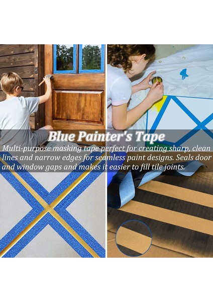 Rulo Mavi Ressam Bandı, Çok Yüzeyli Orta Yapışkan Boya Bandı, Güvenli Duvar Boyama, Kenar Kaplama-1 Inç x 22 Metre (Yurt Dışından) indirimleri