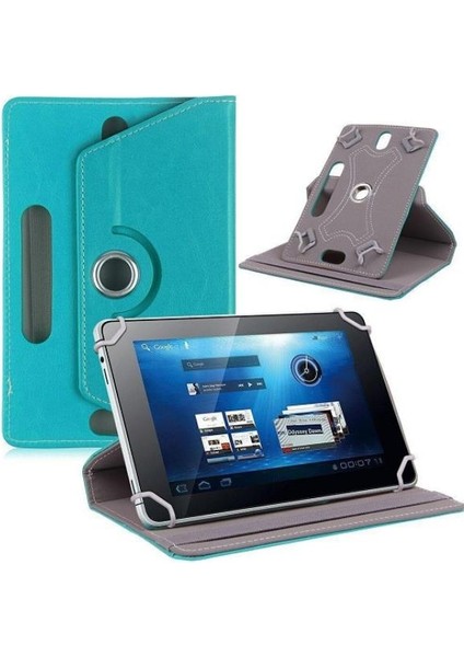 Hometech Alfa 10LA 10.1" Dönerli Standlı Deri Tablet Kılıfı - Nano Cam Ekran Koruyucu
