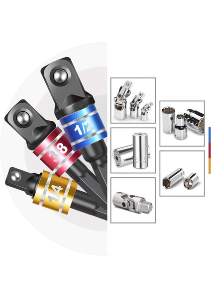 4 Parça Darbeli Sürücü Soket Adaptör Seti, Manyetik Uzatma Bit Tutucu ile 1/4 Inç Altıgen Şafttan Kare Sokete Elektrikli Matkabı Somun Sürücüsüne Dönüştürün (Yurt Dışından)