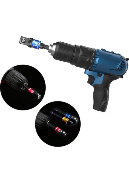 4 Parça Darbeli Sürücü Soket Adaptör Seti, Manyetik Uzatma Bit Tutucu ile 1/4 Inç Altıgen Şafttan Kare Sokete Elektrikli Matkabı Somun Sürücüsüne Dönüştürün (Yurt Dışından)