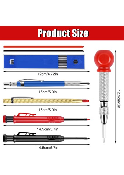 Ağaç Işleme Mimar Inşaatı Için 8 Adet Mekanik Marangoz Kalem Seti, Marker Yedekli 3 Adet Marangoz Kalemi (Yurt Dışından) fiyatları