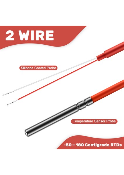 2 Telli PT1000 Sıcaklık Sensörü Termistör Silikon Jel Kaplamalı 1.5 Metre Prob 45MM x 5mm -50-180 Santigrat Rtd'ler (Yurt Dışından) indirimleri