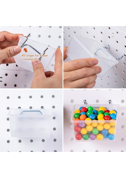 Paket Pegboard Şeffaf Kutular, Pegboard Kovaları Kancalar, Dıy Pegboard Aksesuarları, Tezgah Küçük Kutular Fit 1/4 -1/8 Peg Board (Yurt Dışından) fiyatları