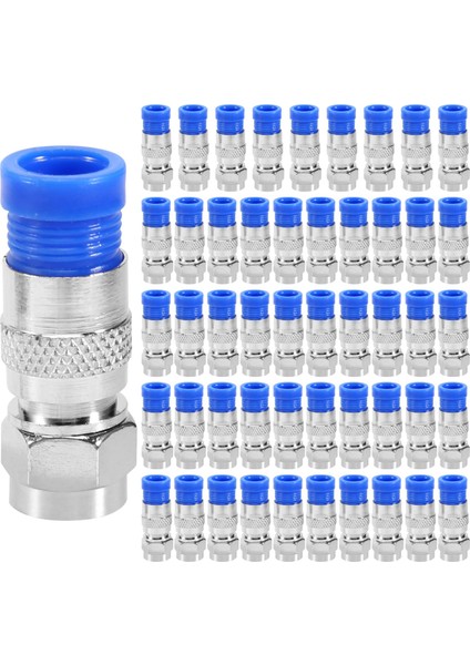 50 Adet Rg6 Sıkıştırma Konnektörleri Koaksiyel Kablo Su Geçirmez Bağlantı F Sıkıştırma Konnektörü Rg6 Koaksiyel Sıkıştırma Aracı (Yurt Dışından)