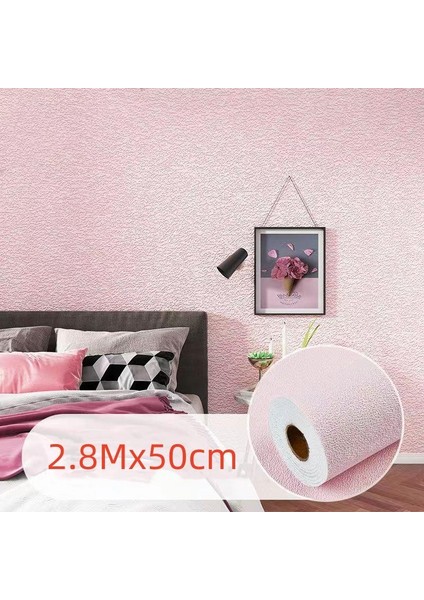 50X280CM Pembe Kendinden Yapışkanlı Isı ve Ses Yalıtımı Boyanabilir Duvar Paneli Kağıdı