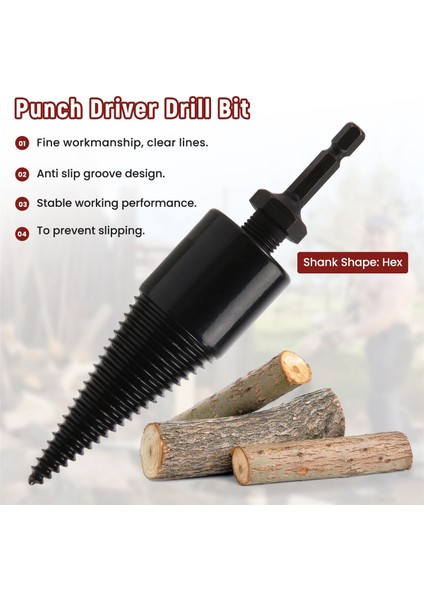 Hex Shank Yakacak Odun Ayırıcı Makinesi Matkap Ahşap Koni Raybası Punch Sürücü Matkap Ucu Bölünmüş Sondaj Araçları (Yurt Dışından)