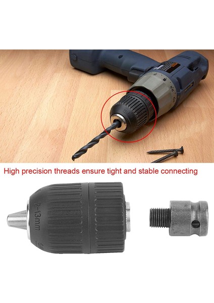 Matkap Mandreni - 2-13 mm Anahtarsız Matkap Mandreni 1/2 INÇ-20UNF, Darbeli Anahtar Dönüşümü Için 1/2 Inç Mandren Adaptörü ile (Yurt Dışından)