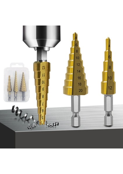Adım Matkap Ucu 3 Adet Hss Adım Matkap Ucu Seti Koni Delik Kesici Konik Metrik Nitrasyon Hex Çekirdek Matkap Uçları Altın (Yurt Dışından) modelleri