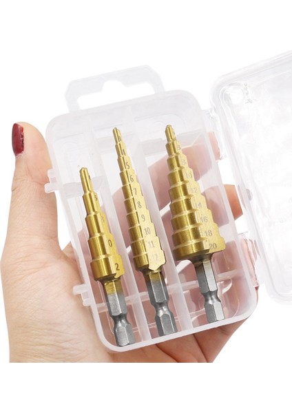 Adım Matkap Ucu 3 Adet Hss Adım Matkap Ucu Seti Koni Delik Kesici Konik Metrik Nitrasyon Hex Çekirdek Matkap Uçları Altın (Yurt Dışından) indirimleri