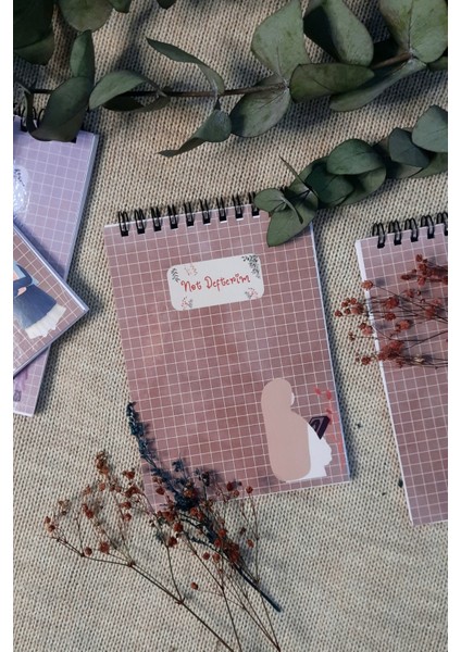Ahsen Hicab Kızı A 6 Tel Spiralli Kareli Not Defteri Notepad Memo Pad Bloknot