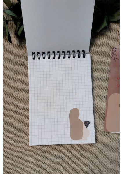 Ahsen Hicab Kızı A 6 Tel Spiralli Kareli Not Defteri Notepad Memo Pad Bloknot