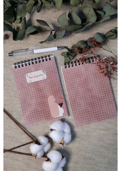 Ahsen Hicab Kızı A 6 Tel Spiralli Kareli Not Defteri Notepad Memo Pad Bloknot