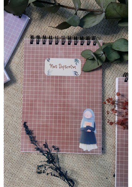 Green Hijab Girl A 6 Tel Spiralli Kareli Not Defteri Notepad Memo Pad Bloknot