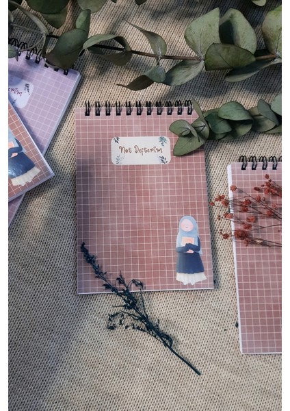 Green Hijab Girl A 6 Tel Spiralli Kareli Not Defteri Notepad Memo Pad Bloknot