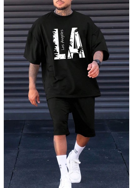 Only Trendwear Unisex Los Angles Baskılı Şort Takım
