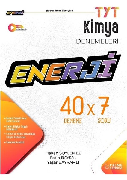 Palme Yayıncılık YKS TYT Enerji Kimya 40 x 7 Deneme Sınavı Video Çözümlü