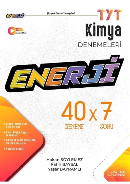 Palme Yayıncılık YKS TYT Enerji Kimya 40 x 7 Deneme Sınavı Video Çözümlü fiyatları